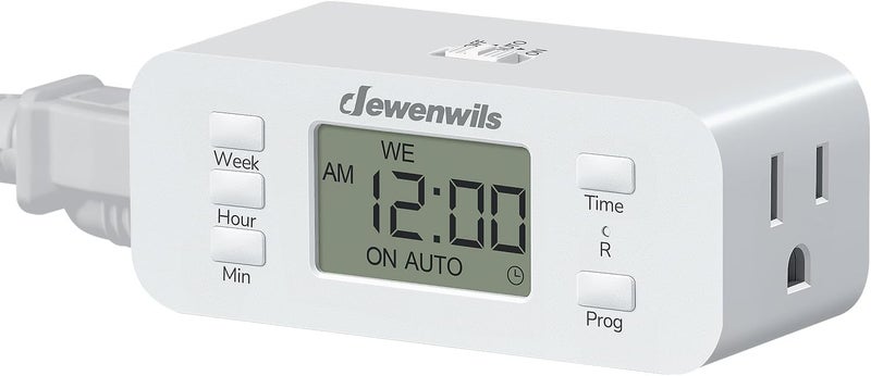DEWENWILS 7 Day Heavy Duty Timers for Electrical Outlets, Dual Outlet Digital Timer, 3 Prong Programmable Light Timer for Indoor Lamp, Light, Fan, Pets, Home, Kitchen, Office, 125V 60Hz, 1 Pack - Image 1